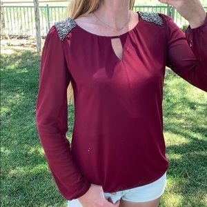 Burgundy long sleeve top